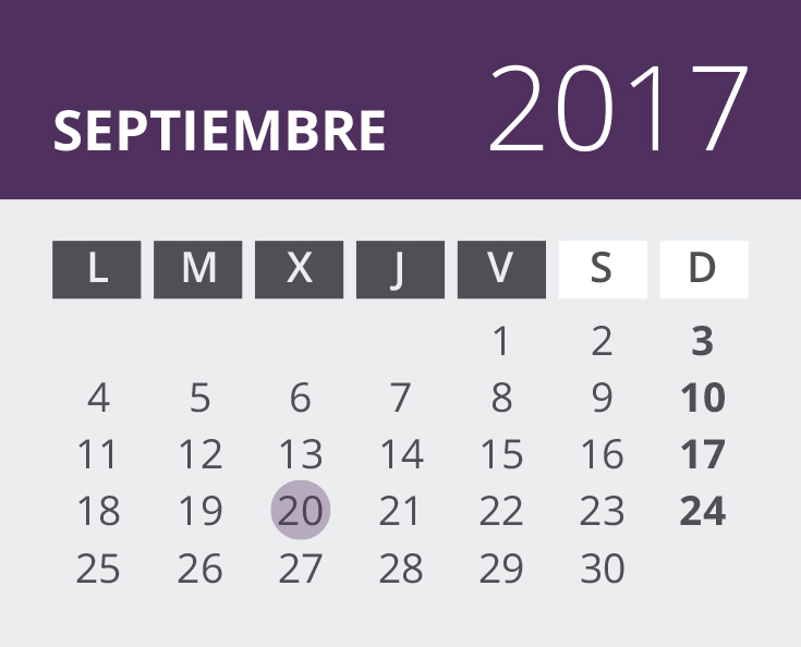 Calendario del Territorio Común. Septiembre